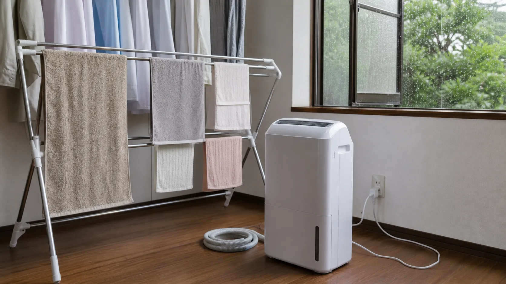 部屋干し除湿機の安全な使い方を確認するイメージ