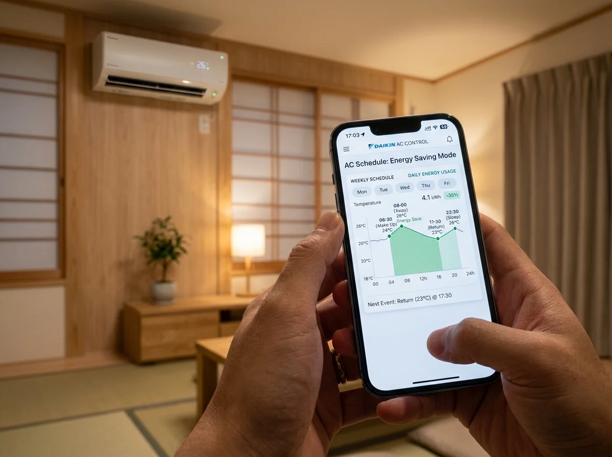 スマートフォンでエアコンのスケジュールを設定