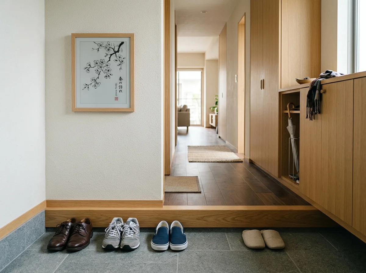 玄関に設置されたAIアートキャンバス