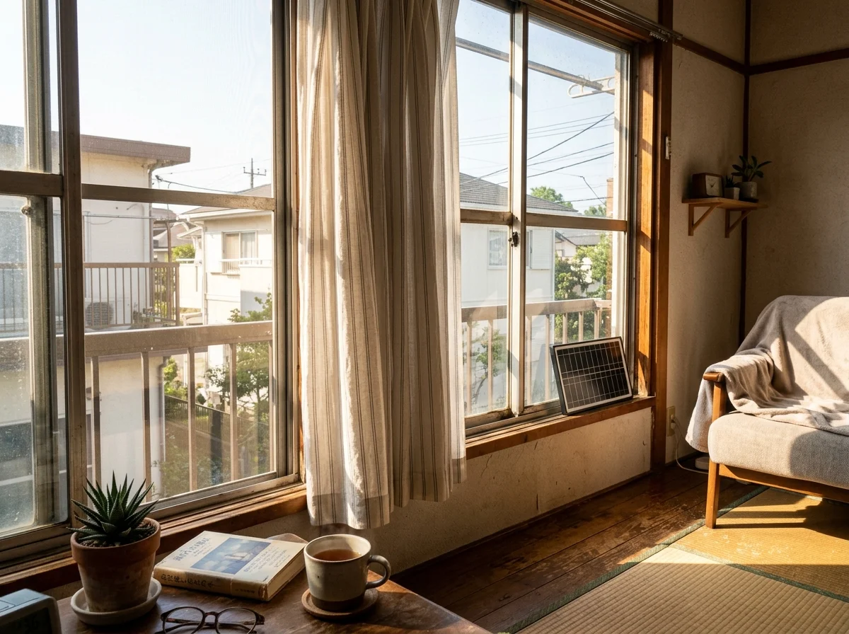 南向きの窓と太陽光