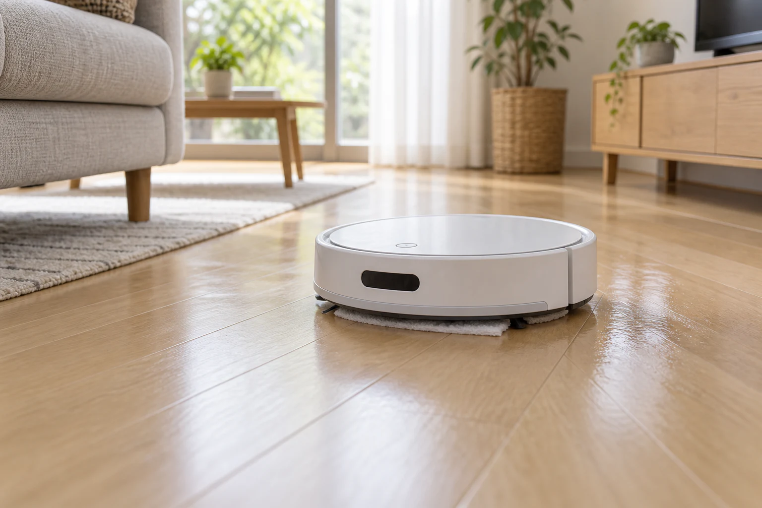床拭きシートを取り付けたロボット掃除機