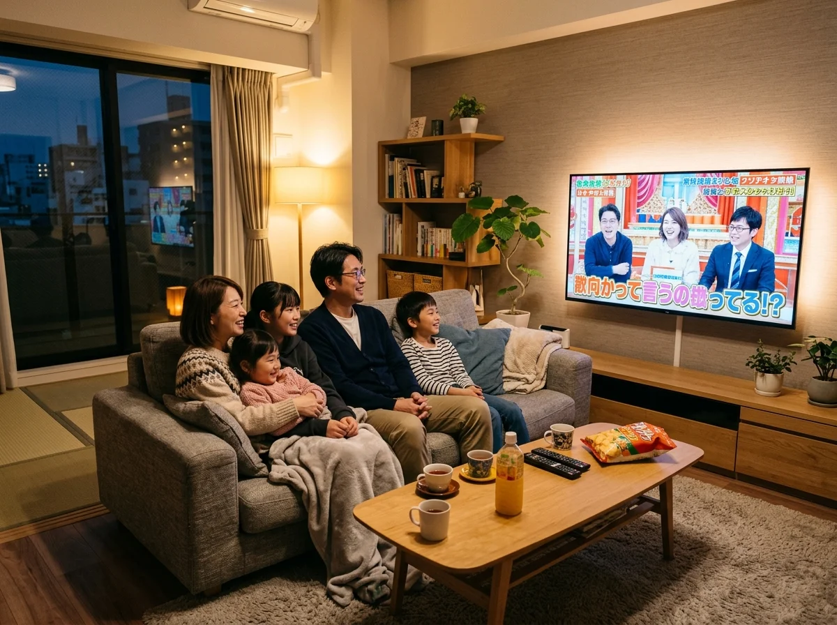 家族でテレビを楽しむ様子