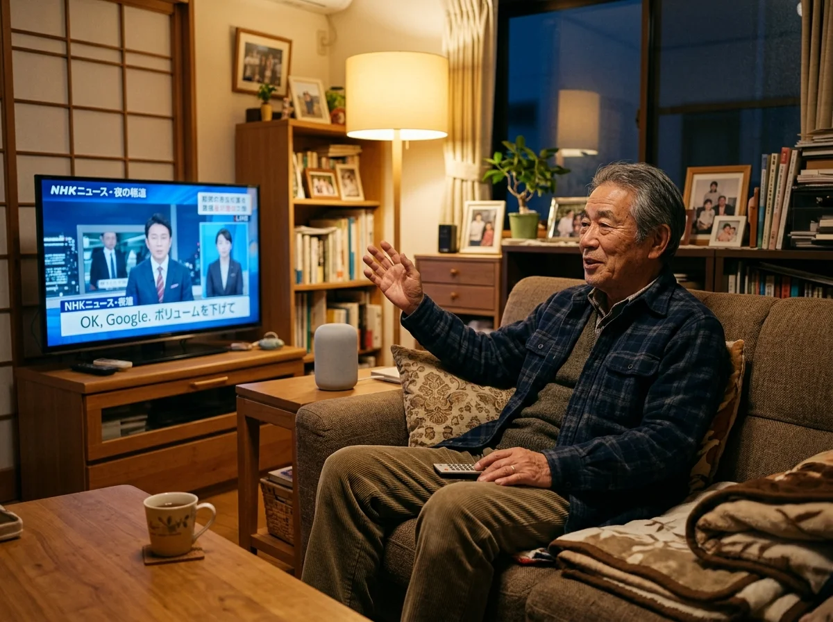 高齢者がテレビを楽しむ様子