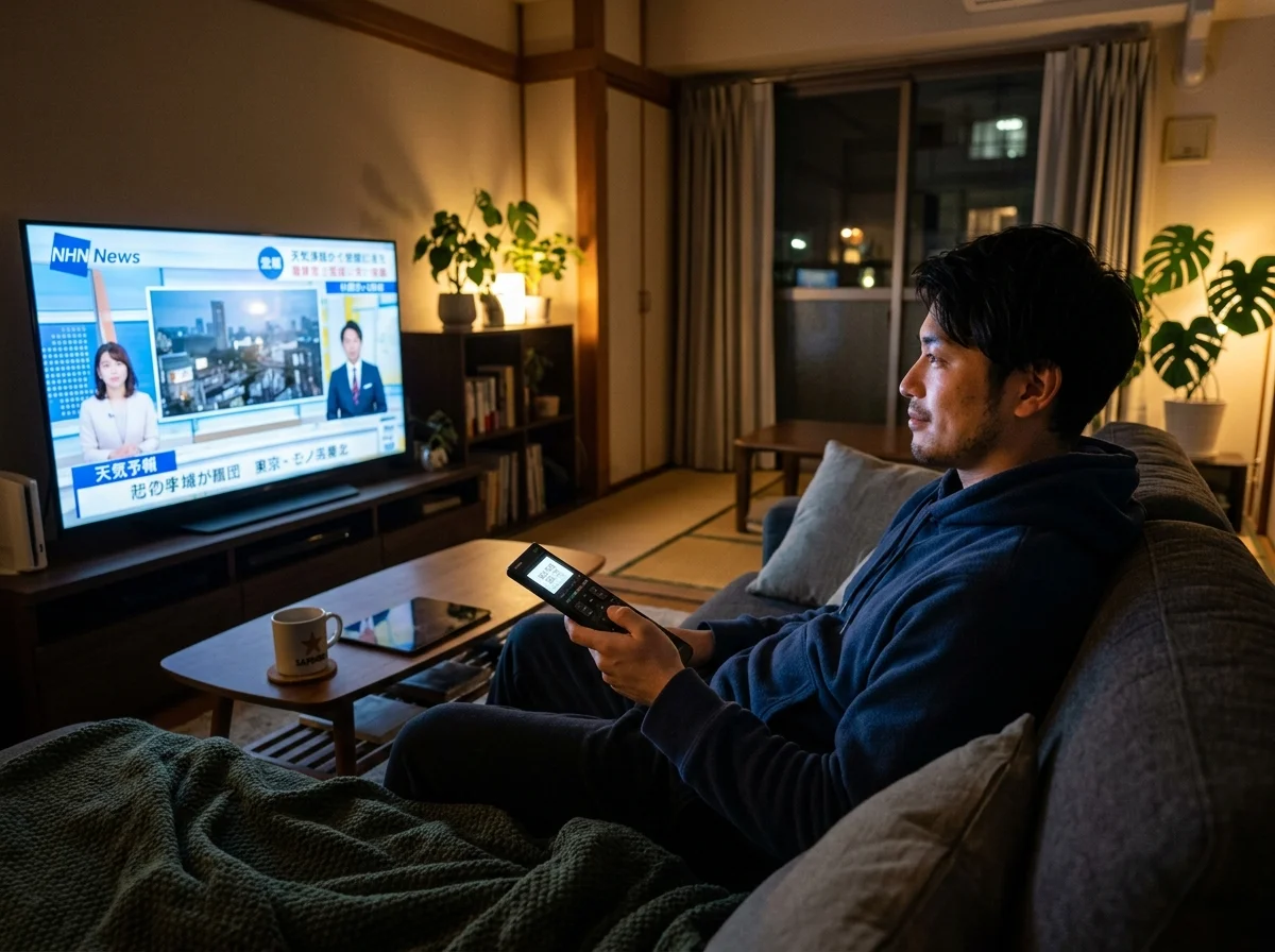 夜のリビングでの使用シーン