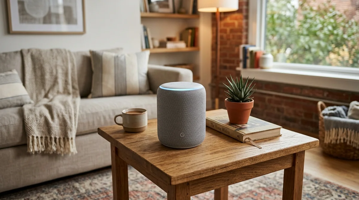 スマートスピーカーとスマート照明が連携するリビング