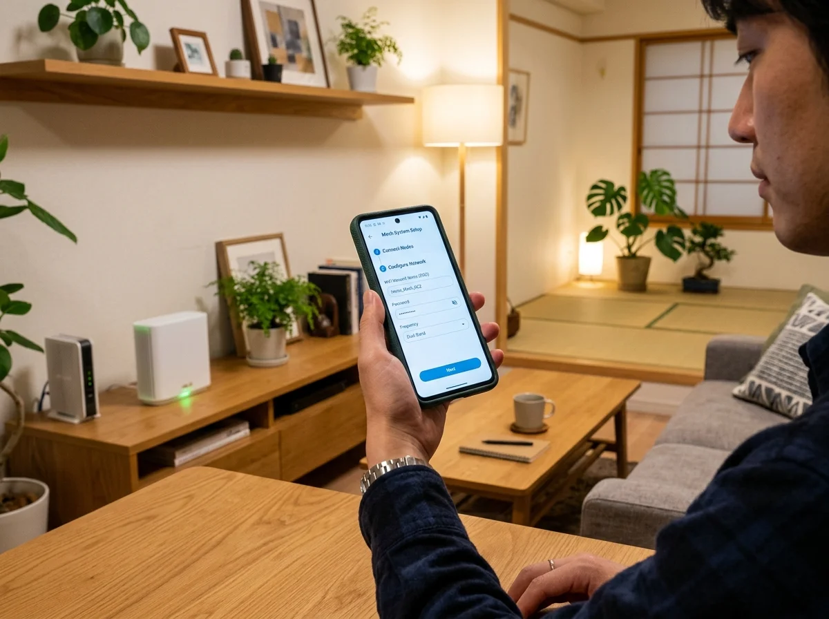 マンションで電源とネットワーク機器をまとめる設置イメージ
