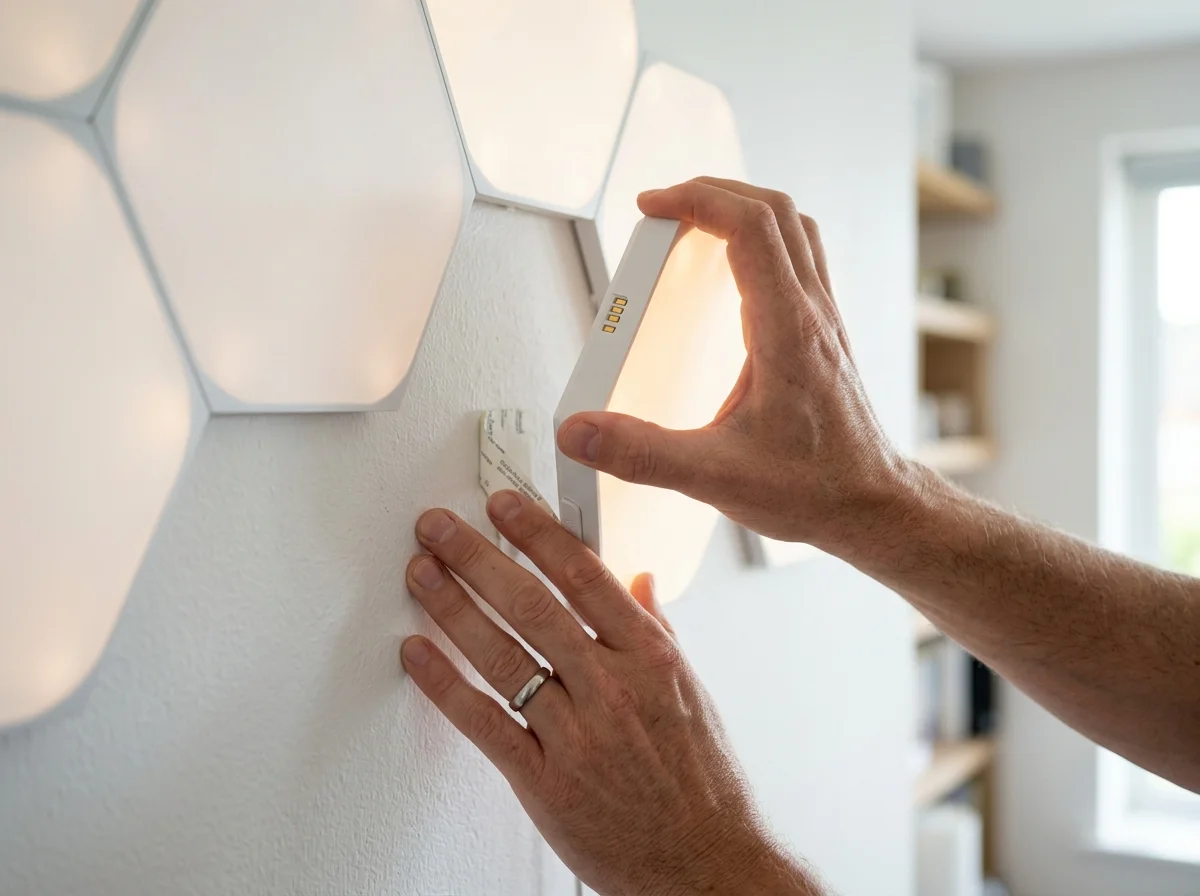 Nanoleafパネルの設置作業