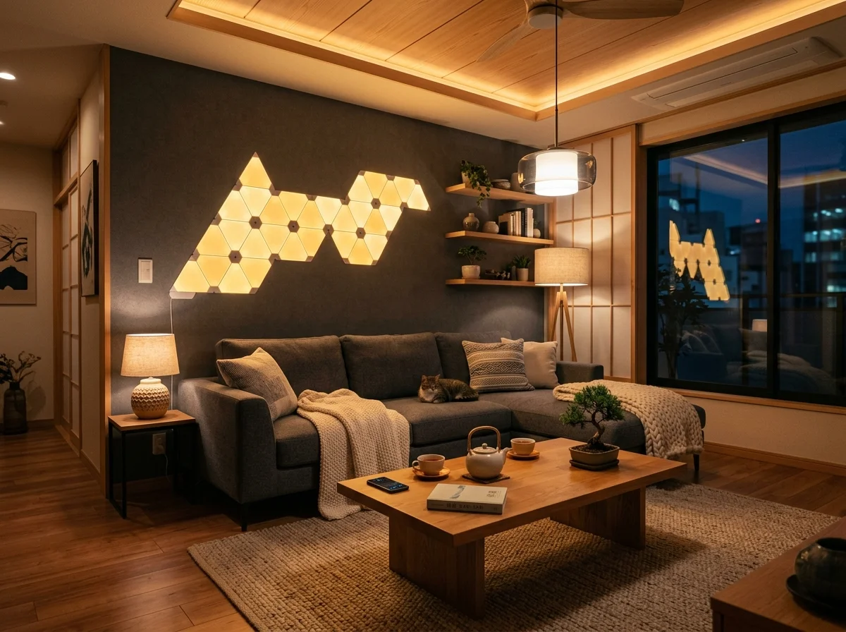 リビングルームのスマート照明環境