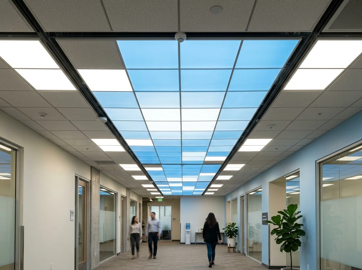 Nanoleaf Skylightが天井に設置された様子