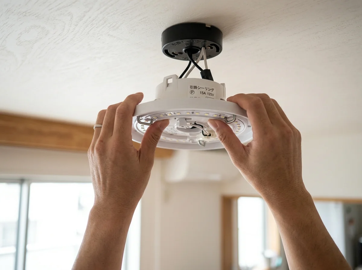 スマートシーリングライトの取り付け工程