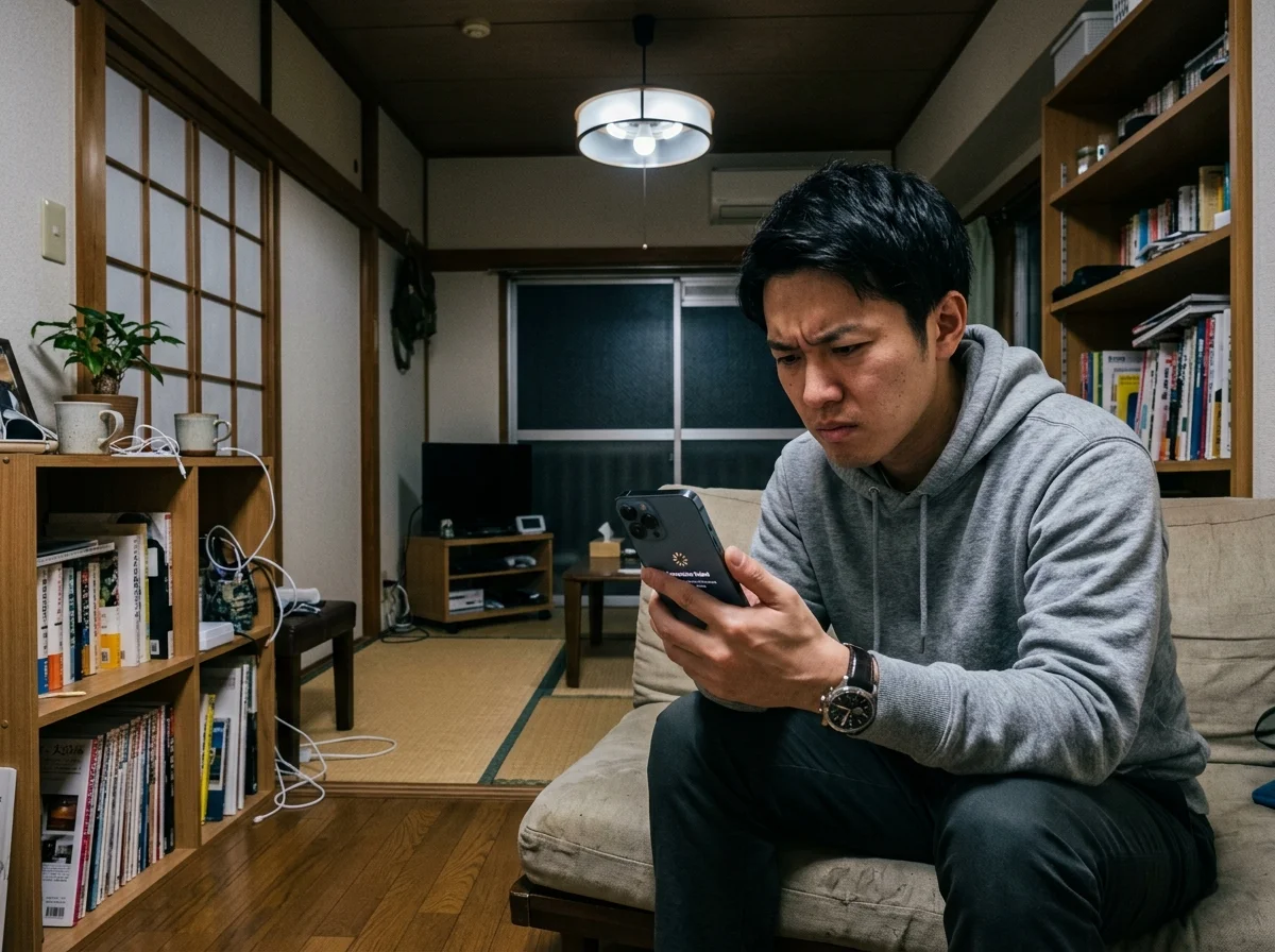 スマート電球の接続トラブルに対処する様子