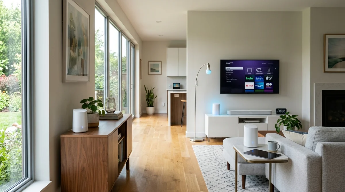 リビングに設置されたメッシュWi-Fiルーターシステム