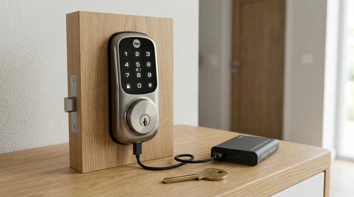 スマートロックの緊急用物理キーと予備バッテリーパック