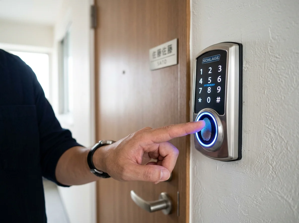 指紋認証で解錠するイメージ