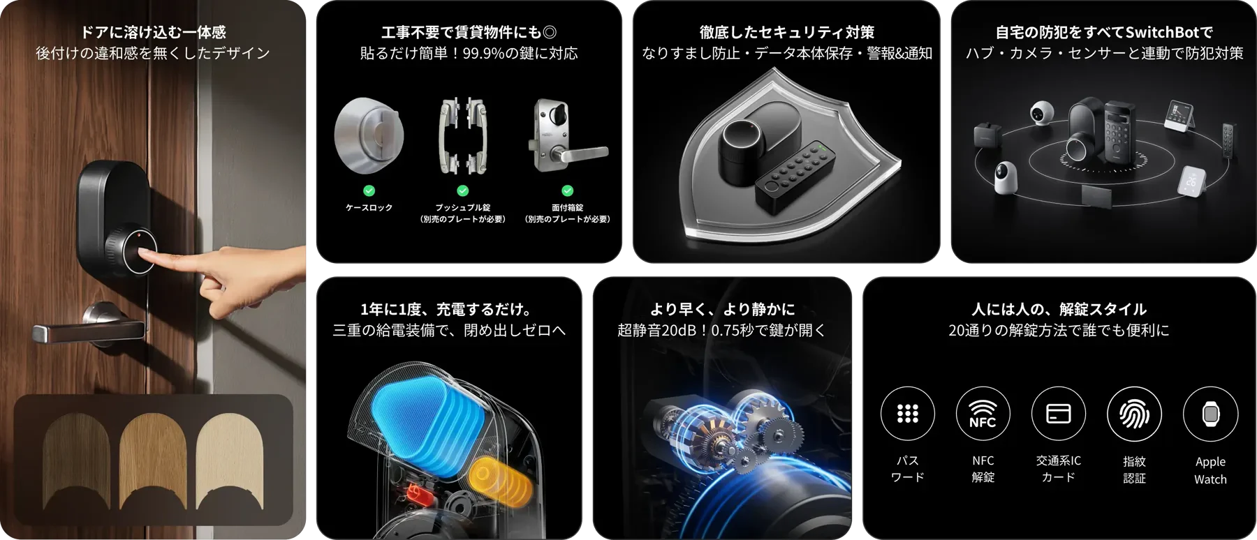 SwitchBot ドアロックUltraと指紋認証パッドの公式製品写真