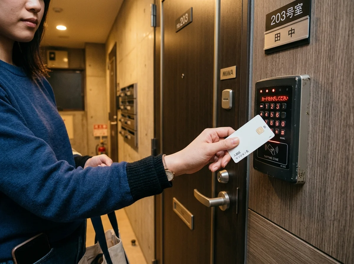 カードキーとして玄関で使用する様子