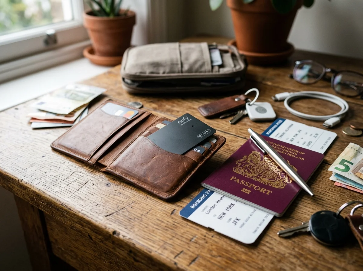 財布にトラッカーカードを入れた様子