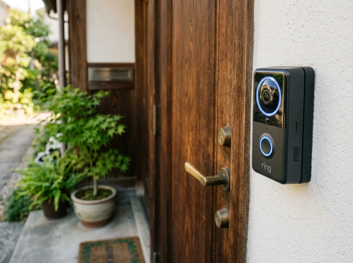 玄関に設置されたスマートビデオドアベル