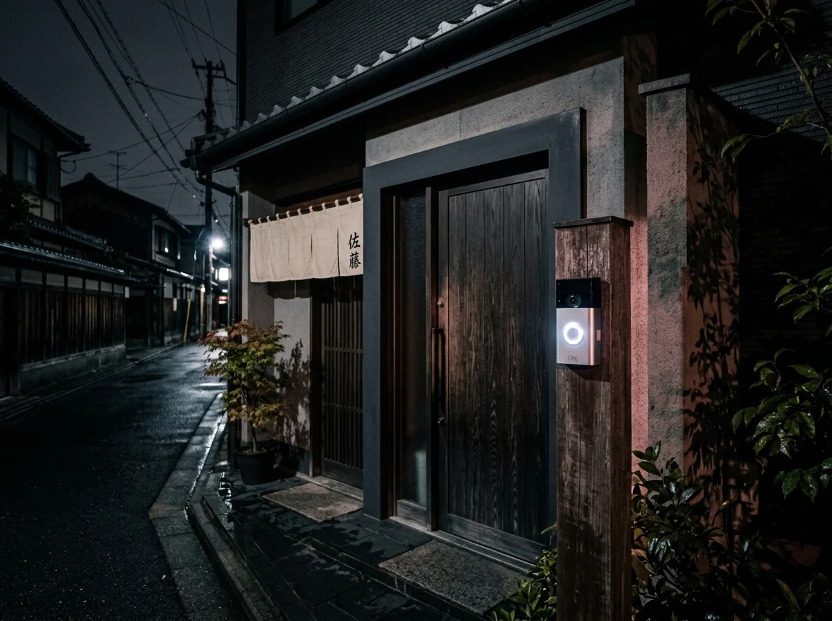 夜間のスマートドアベル 赤外線照明