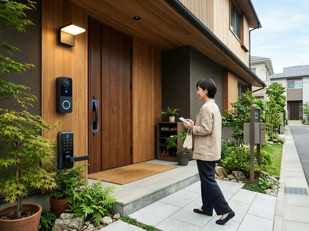 スマートドアベルのある玄関セキュリティシステム