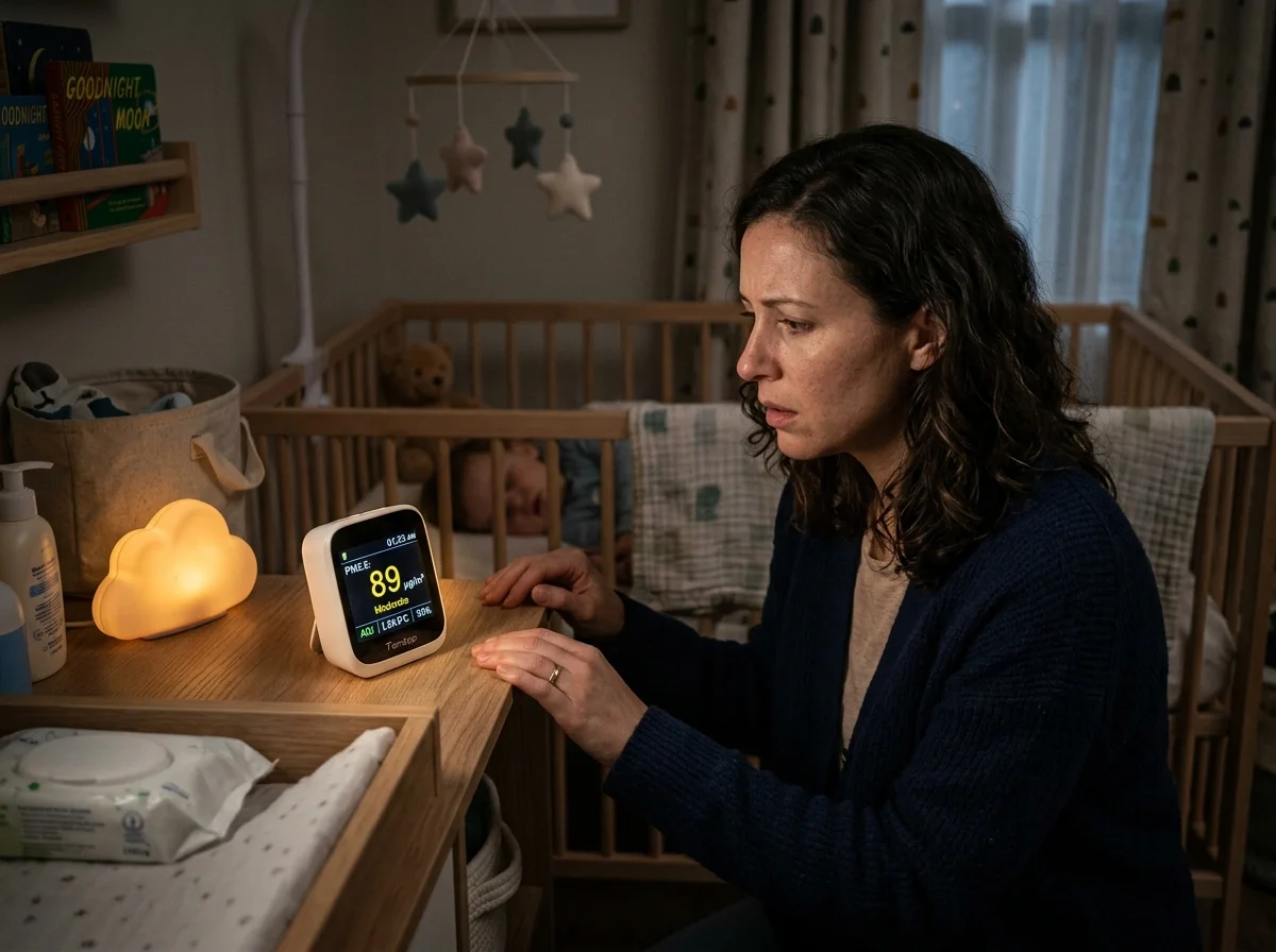 子供部屋に設置された空気質センサー