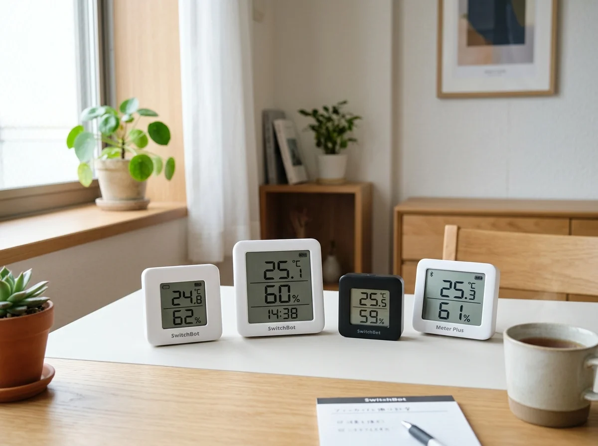 SwitchBot温湿度計プラスの大画面ディスプレイと快適度表示