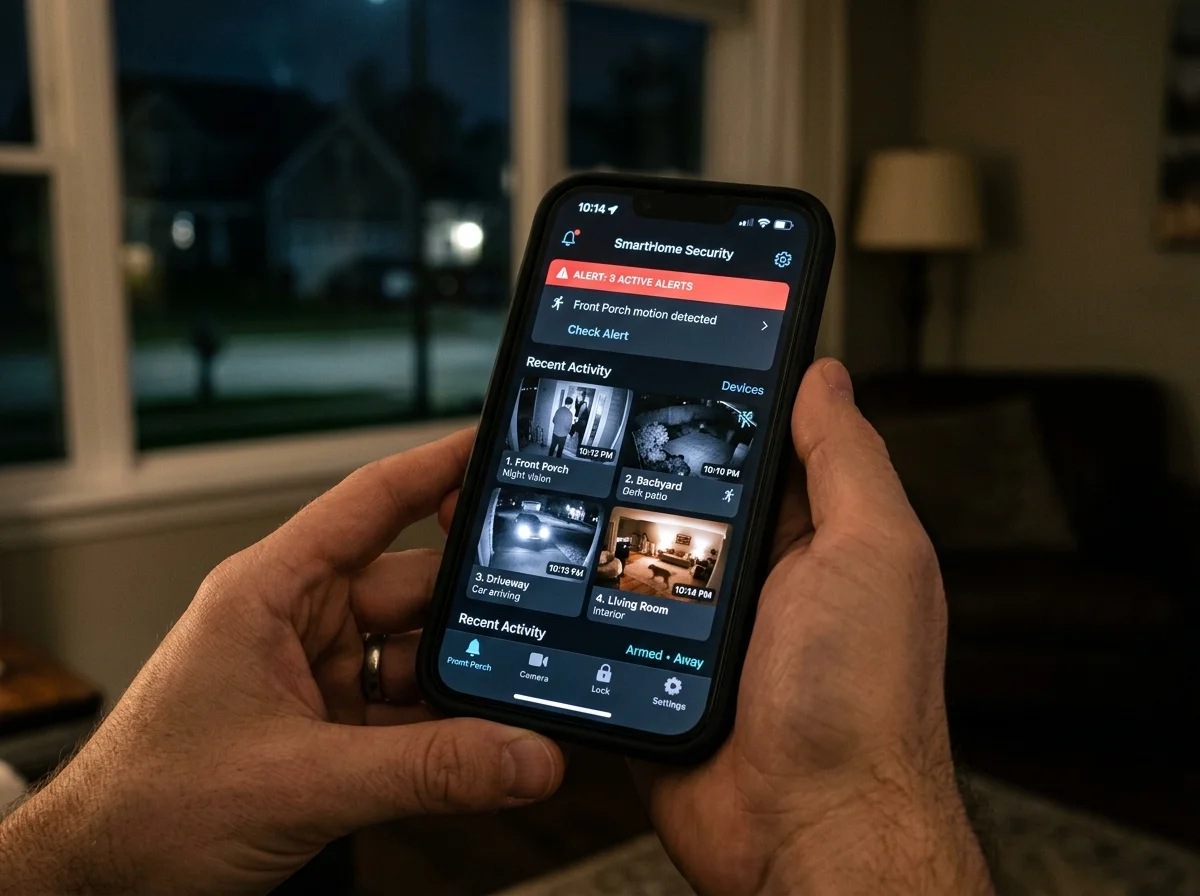 スマートフォンに届く防犯アラート