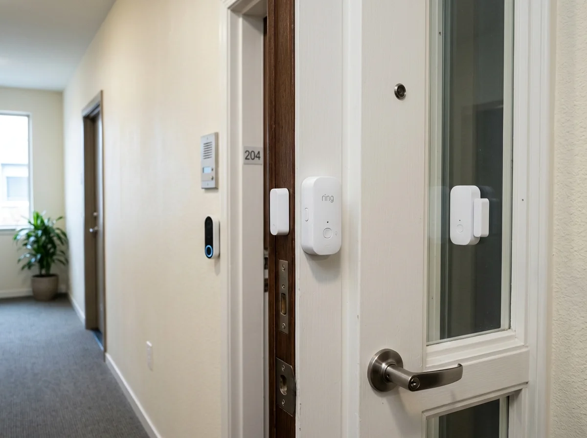 ドアに設置された開閉センサー