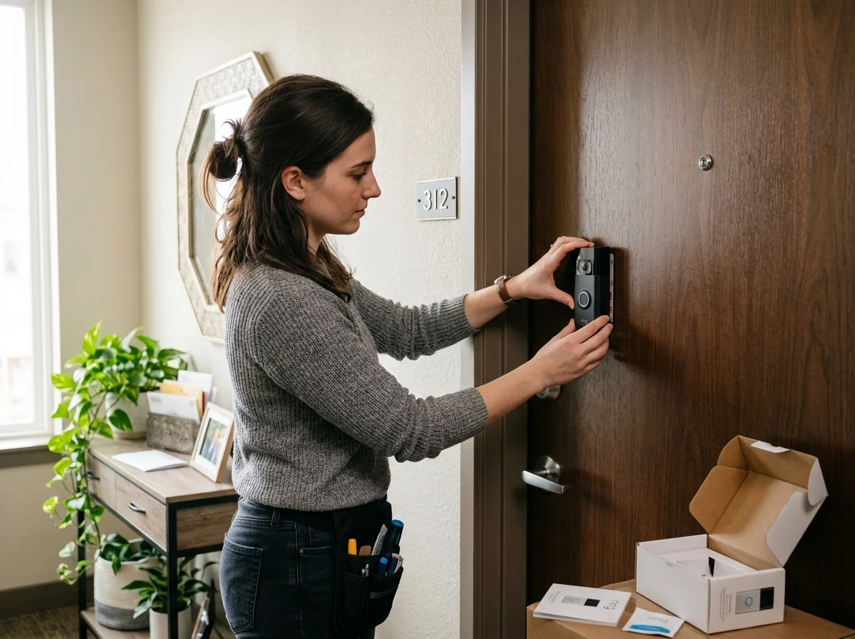 粘着テープで取り付けるスマートセキュリティデバイス