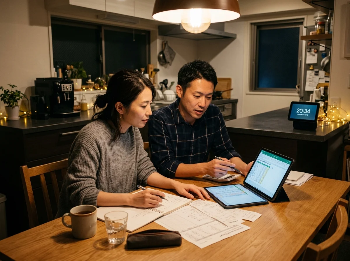 家計の見直しをする夫婦