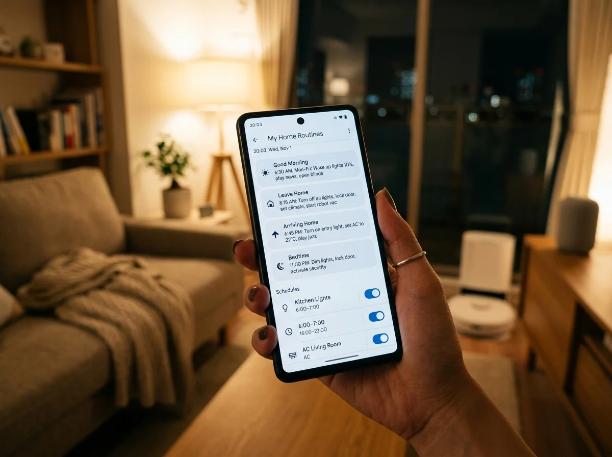 スマホで自動化を設定する手元