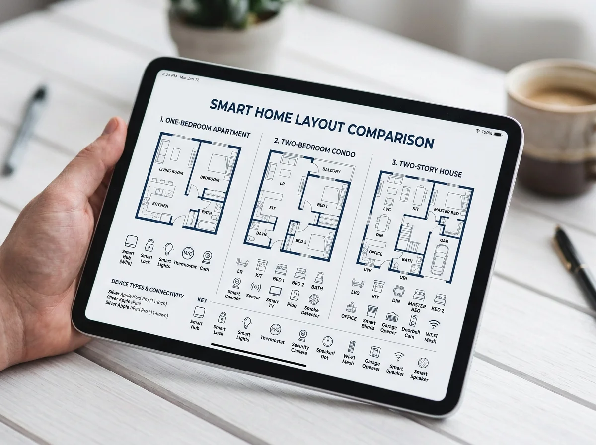 間取り別の必要Hub台数を示す比較表