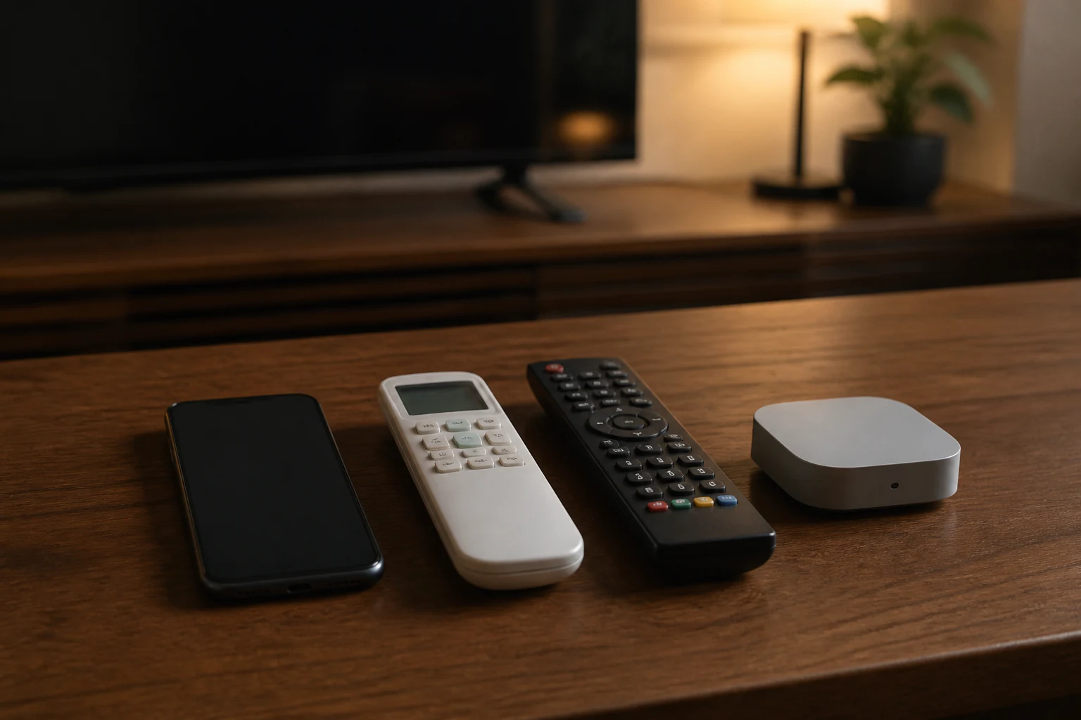 スマートフォンと元の家電リモコンを並べて状態の戻し方を確認するイメージ