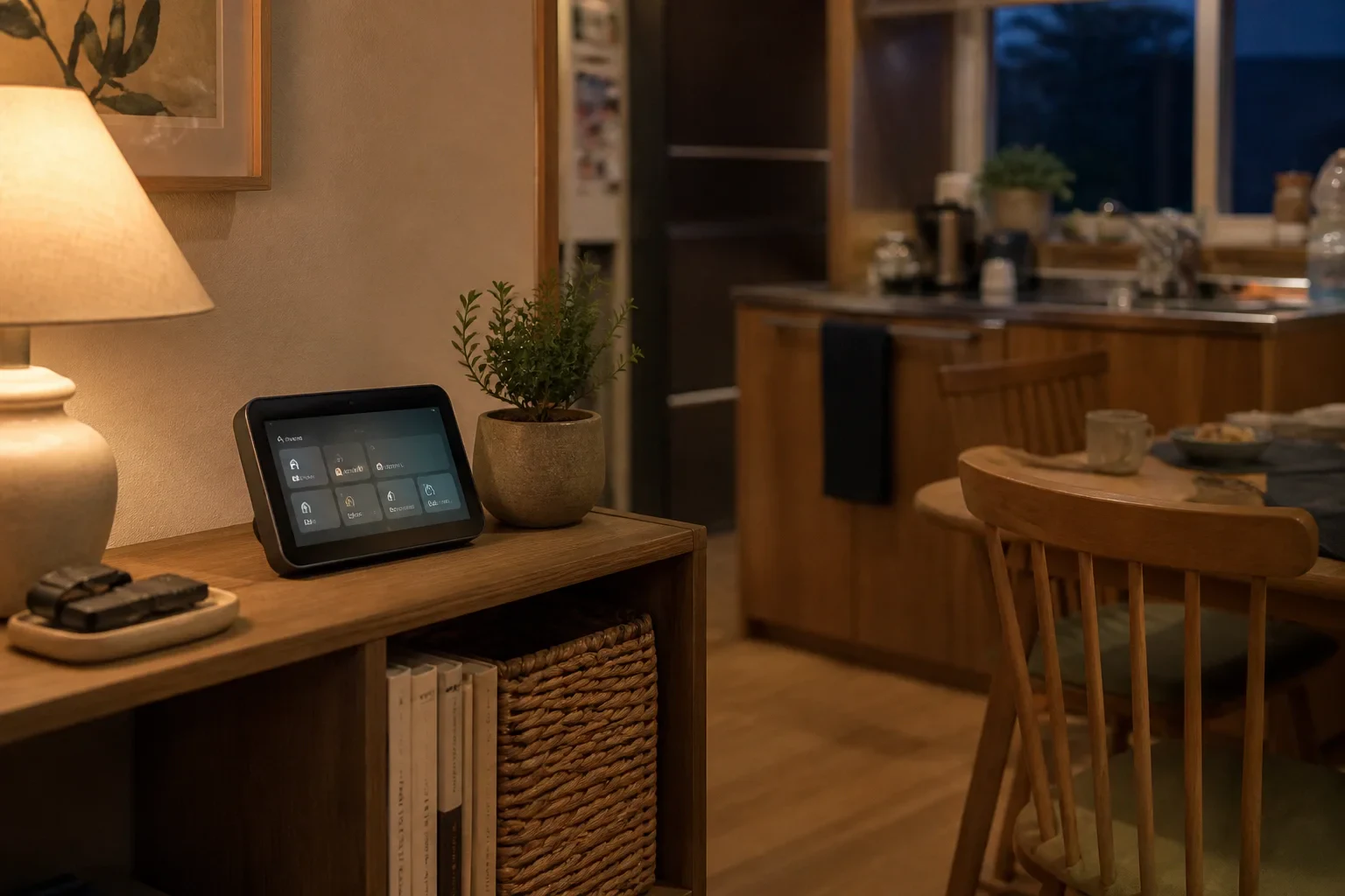 棚に置いたEcho Show 8 第3世代と商品ページの型番を確認する場面