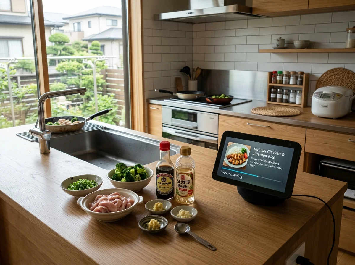 Echo Show 8がキッチンカウンターに置かれた様子