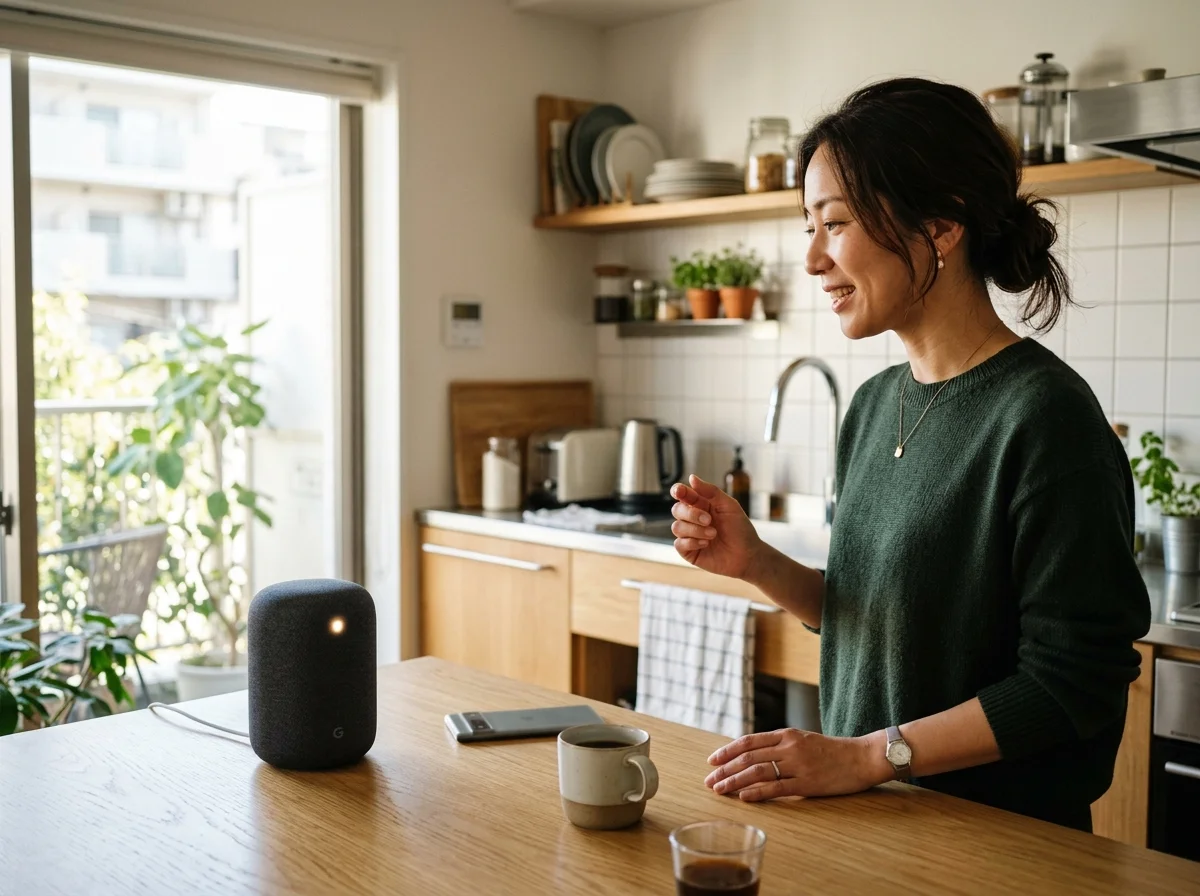 音声でスマートホームを操作するシーン